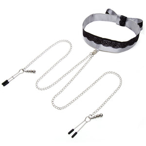 Fifty Shades of Grey - Play Nice Satijn & Kant Ketting & Tepelklemmen