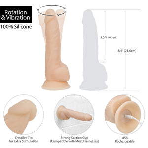 Naked Addiction - 8 Inch Roterend & Vibrating Dong Vanilla