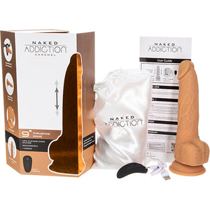 Naked Addiction - 9 Inch Thrusting Dong met Remote Caramel