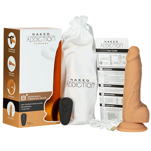 Naked Addiction - Roterende & Vibrerende Dong met Afstandsb. Caramel 20 cm