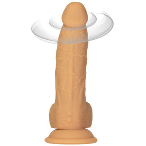 Naked Addiction - Roterende & Vibrerende Dong met Afstandsb. Caramel 20 cm