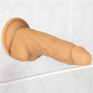 Naked Addiction - Roterende & Vibrerende Dong met Afstandsb. Caramel 20 cm