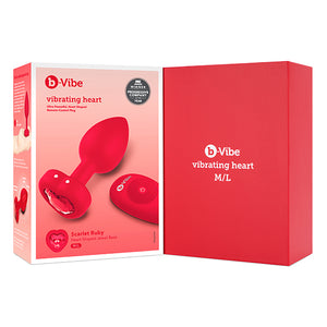 B-Vibe - Vibrerende Hartvormige Butt Plug M/L Rood