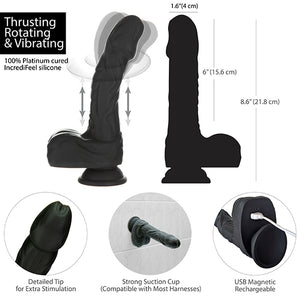 Naked Addiction - Rotating & Thrusting Vibrating Dildo with Remote 23 cm Black